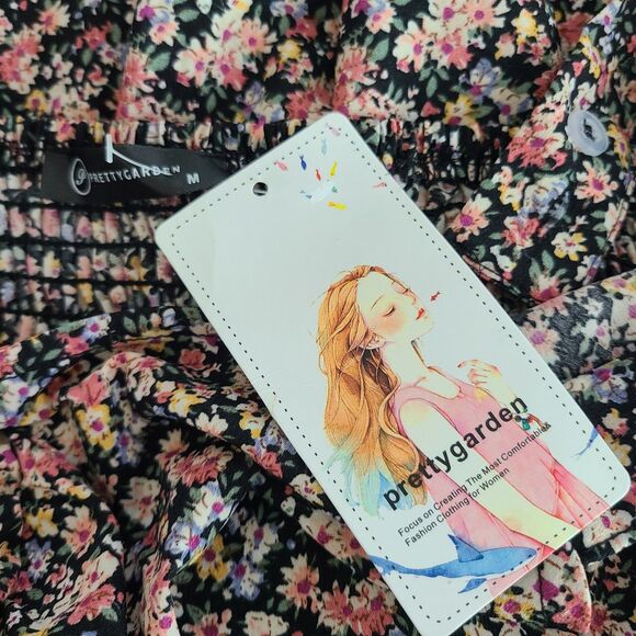 Pretty Garden Women's Floral Ruffle Sleeve Midi Dress Size Medium - Picture 2 of 9